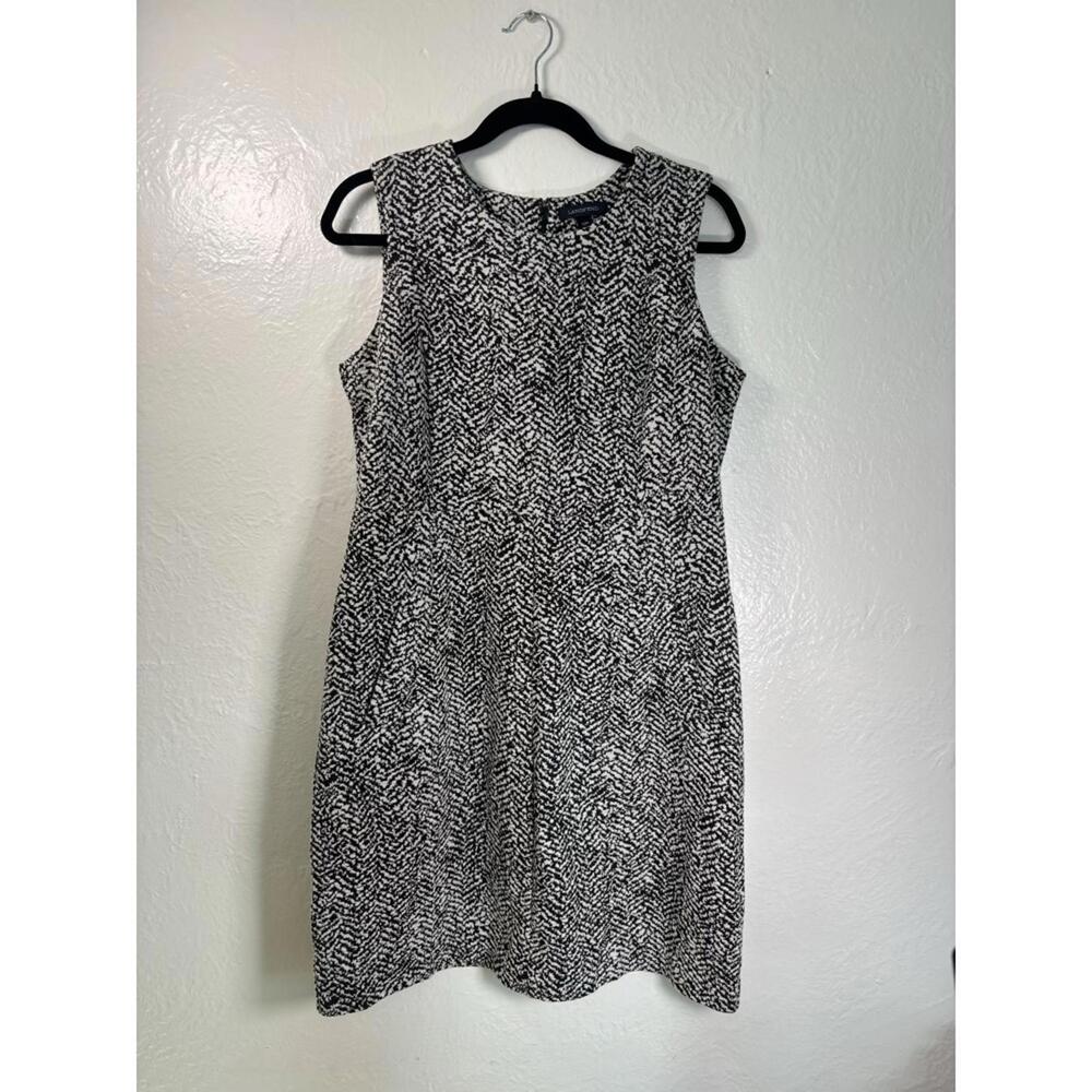 Lands End Sleeveless Dress Black White 12P Pockets Classic Quiet Luxury Office